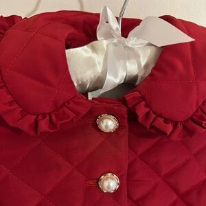 Edgehill Collection Red Quilted Puffer Jacket, baby girl, size 12 months